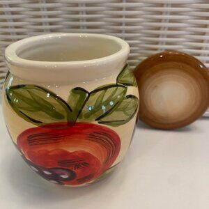 Tabletops Avenue Watercolor Fruits Hand Painted sugar small jar canister w lid
